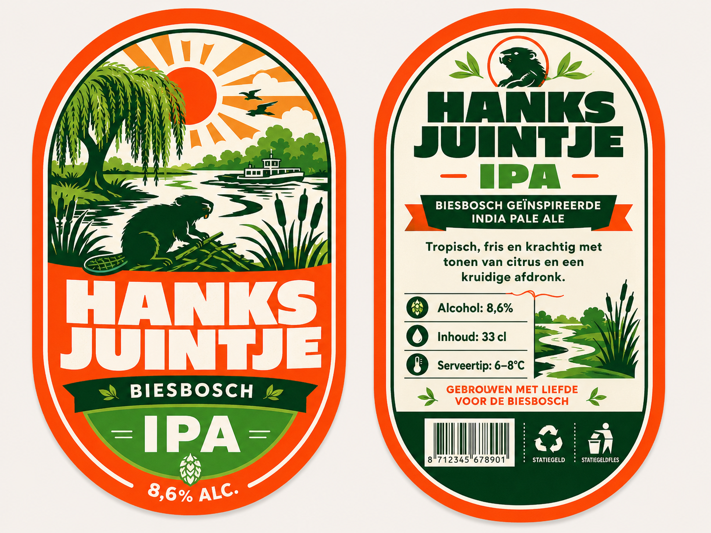 Voor- en achteretiket van Hanks Juintje IPA